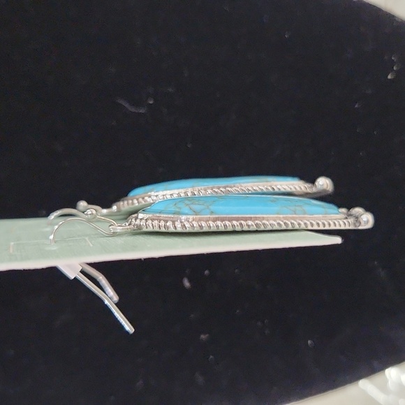 🔹️ATTERRI🔹️ reconstituted Stone Turquoise Silver Earrings - Picture 4 of 6